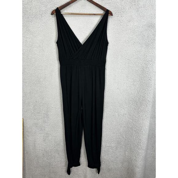 LOFT Jumpsuit Womens Small Black Sleeveless Pockets Stretch Beach Cover Up Boho - Picture 8 of 9